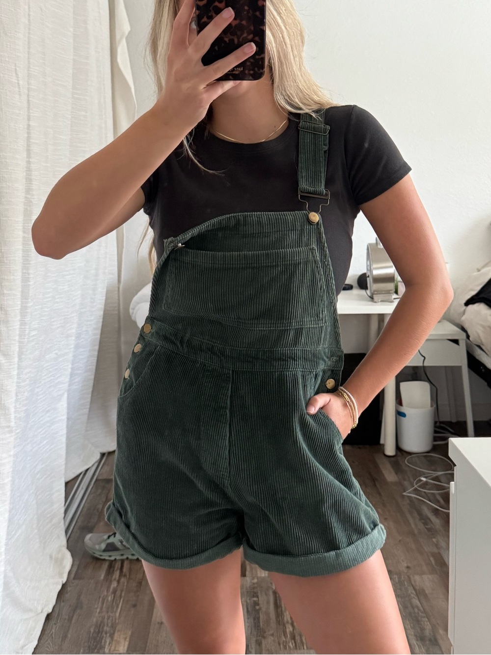 Princess Polly green corduroy overalls